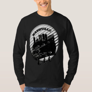 Nashville Music Guitar USA Skyline Silhouette Outl T-Shirt