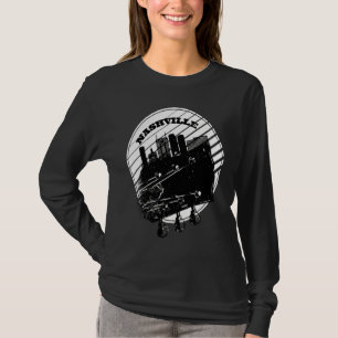Nashville Music Guitar USA Skyline Silhouette Outl T-Shirt