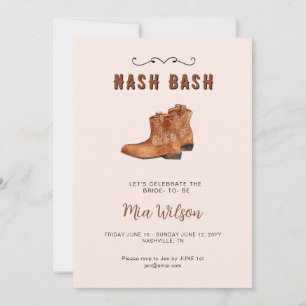 Nashville pink cowgirl Bachelorette Weekend   Invitation