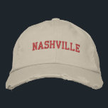 NASHVILLE Red Embroidery Vintage Style Embroidered Hat<br><div class="desc">NASHVILLE Red Embroidered vintage style distressed cotton hat. Makes a wonderful gift for anybody who loves Nashville TN! If you would prefer to have your personal text then simply select "Personalize this template" details button to enter your choice of custom text. Embroidery is also customizable to other colour choices by...</div>