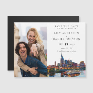 Nashville Riverfront Photo Wedding Save The Date Magnetic Invitation