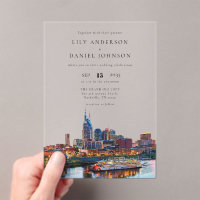 Nashville Riverfront Watercolor Elegant Wedding