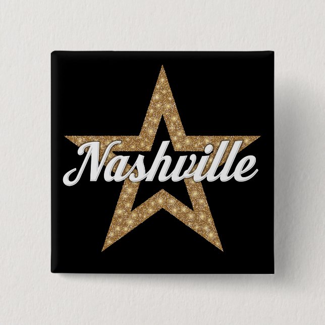 Nashville Script With Star (White Type) Button (Front)