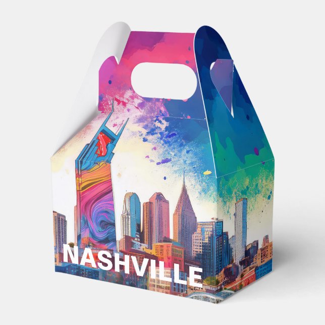 Nashville Skyline Abstract Art Favor Box (Front Side)