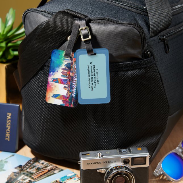 Nashville Skyline Abstract Art Luggage Tag (Front & Back)