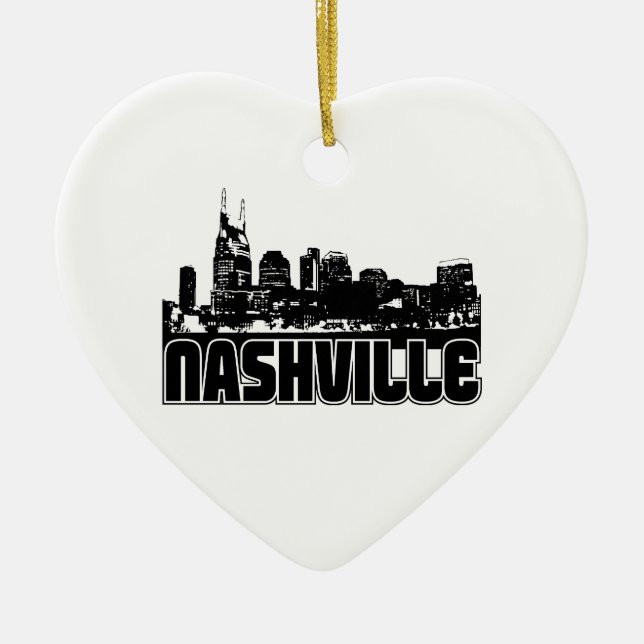 Nashville Skyline Ceramic Ornament (Front)