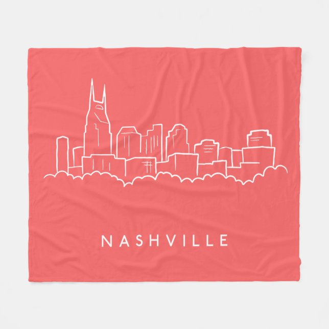Nashville Skyline Fleece Blanket (Front (Horizontal))