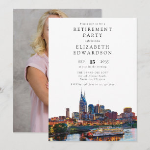 Nashville Skyline Retirement Party Photo Invitation