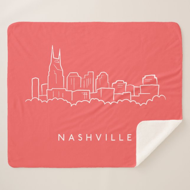 Nashville Skyline Sherpa Blanket (Front (Horizontal))