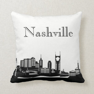 Nashville Skyline Silhouette Front/ Xray Back Throw Pillow