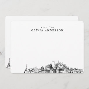 Nashville Skyline Sketch Personalized Note Cards