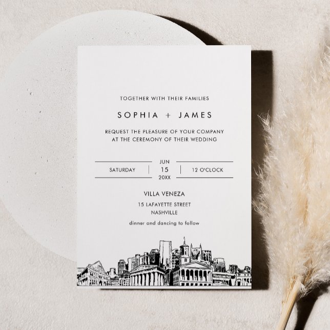 Nashville Skyline Wedding Invitation with Photo (Creator Uploaded)