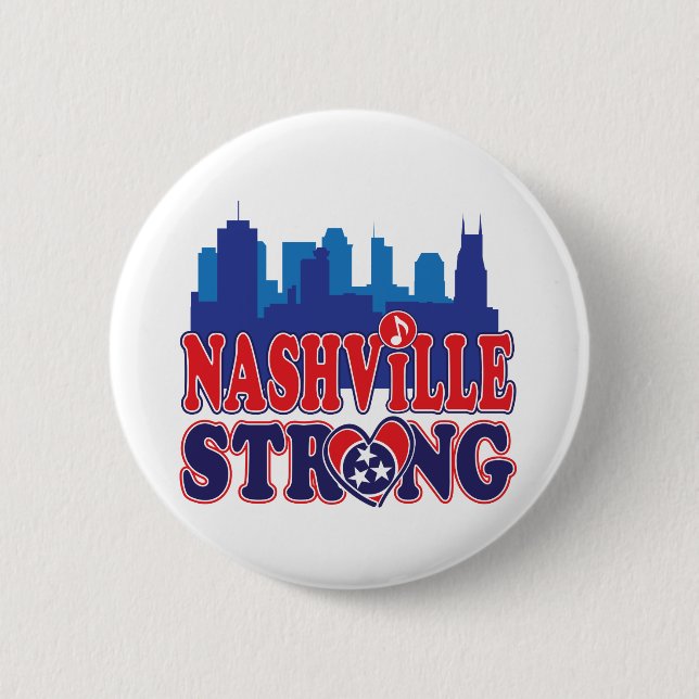 Nashville-Strong-Skyline-and-Music-Note 2 Inch Round Button (Front)