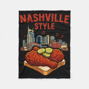 Nashville Style Spicy Fried Chicken And Music City Fleece Blanket