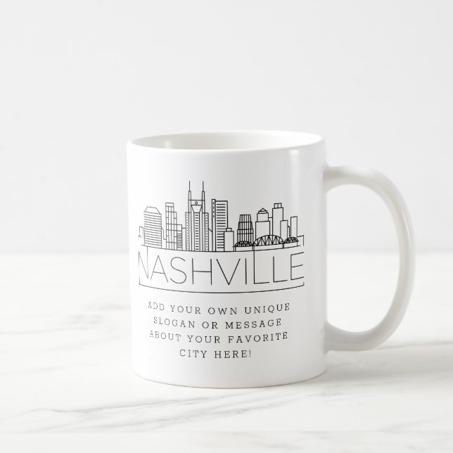 Nashville Stylized Skyline | Custom Slogan Coffee Mug (Right)
