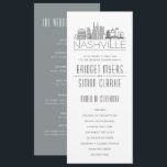 Nashville Stylized Skyline | Wedding Program<br><div class="desc">A deco skyline-themed wedding program for a wedding taking place in the beautiful city of Nashville, Tennessee. This item features a stylized illustration of the city's unique skyline with its name underneath. This is followed by your wedding day information in a matching open-lined style. On the reverse side is a...</div>