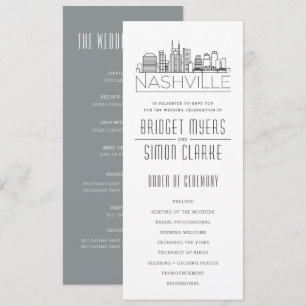 Nashville Stylized Skyline Wedding Program