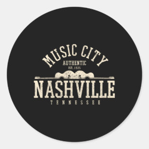 Nashville Tennessee Country Music City Guitar Classic Round Sticker