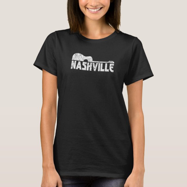 Nashville Tennessee Country Music  Retro Guitar Pl T-Shirt (Front)