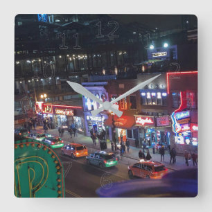 Nashville Tennessee Downtown Honky Tonks Square Wall Clock
