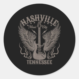 Nashville Tennessee Guitar Country Music City Wome Classic Round Sticker