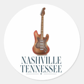 Nashville Tennessee Guitar travel poster Magnet Classic Round Sticker
