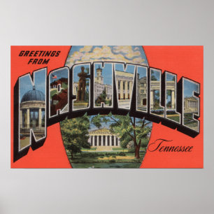 Nashville, Tennessee - Large Letter Scenes 2 Poster