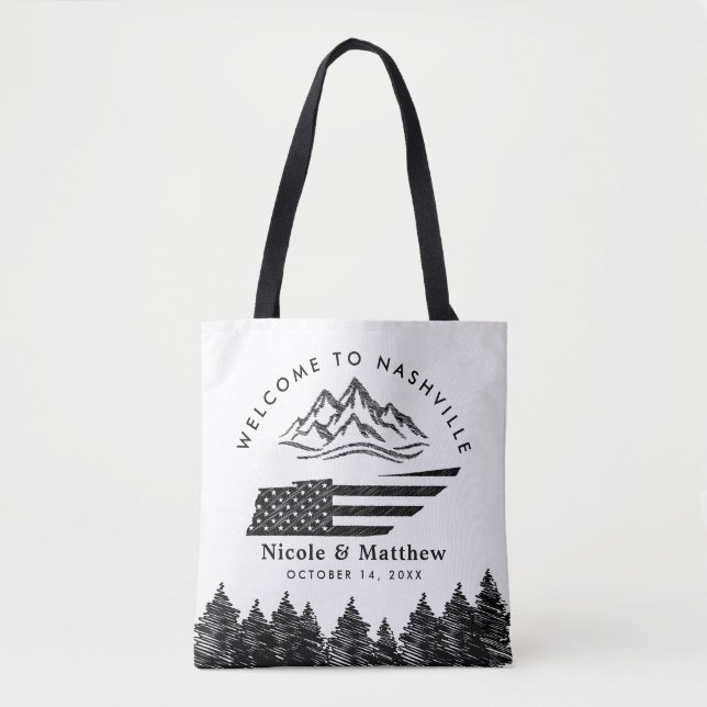 Nashville Tennessee Map Mountain Wedding Welcome Tote Bag (Front)
