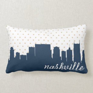 Nashville, Tennessee navy polka dot Lumbar Pillow