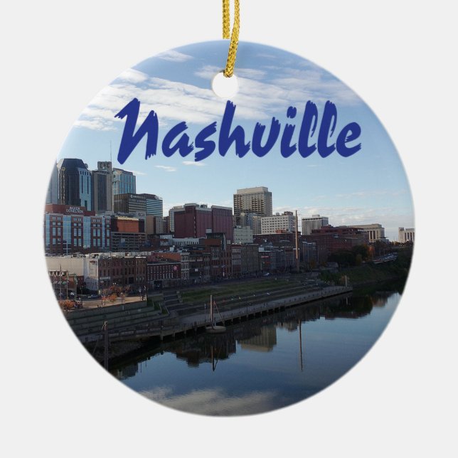 Nashville Tennessee photo with city skyline Ceramic Ornament (Front)