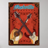 Nashville, Tennessee poster de voyage vintage Guit