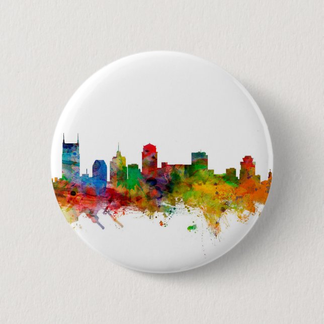Nashville Tennessee Skyline 2 Inch Round Button (Front)