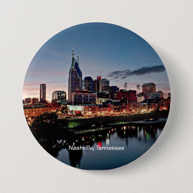 Nashville, Tennessee skyline 3 Inch Round Button (Front)