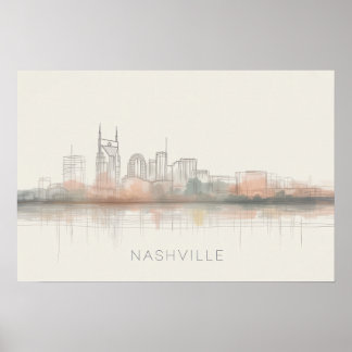 Nashville Tennessee Skyline Abstract Art Poster