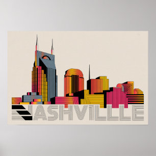 Nashville Tennessee Skyline Abstract Art Poster