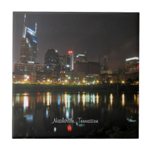 Nashville, Tennessee Skyline at Night Tile
