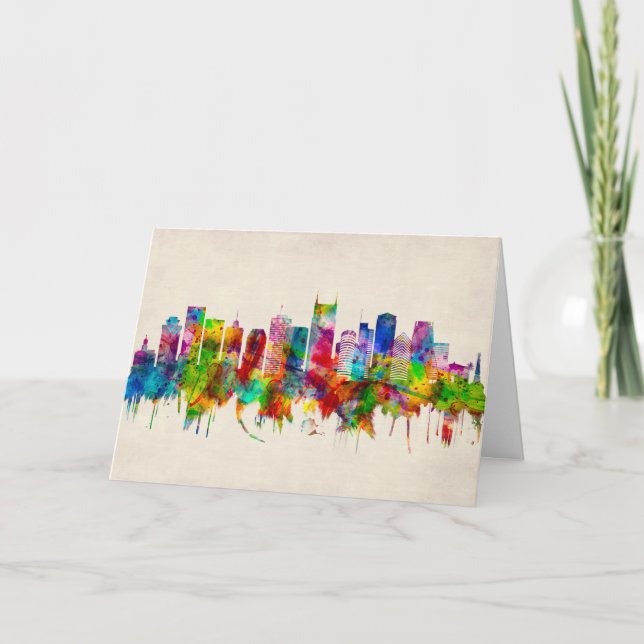 Nashville Tennessee Skyline Holiday Card (Front)