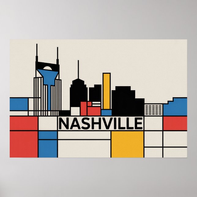 Nashville Tennessee Skyline Modern Art Poster (Front)