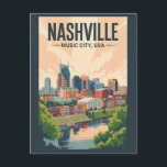 Nashville Tennessee Skyline Travel Art Vintage Postcard<br><div class="desc">Nashville retro vector travel design. From the Grand Ole Opry to street art murals,  it’s a must-visit destination for music lovers and urban explorers alike.</div>