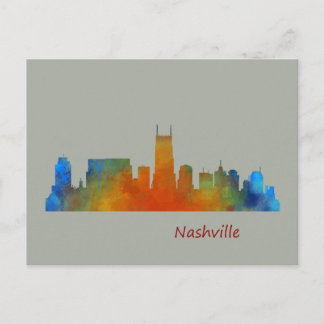 Nashville Tennessee Skyline watercolor art v1 Postcard