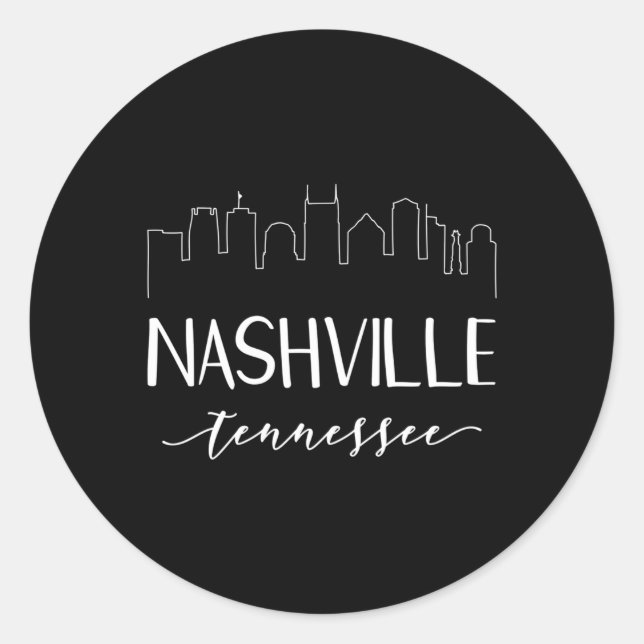 Nashville Tennessee State Calligraphy Classic Round Sticker (Front)