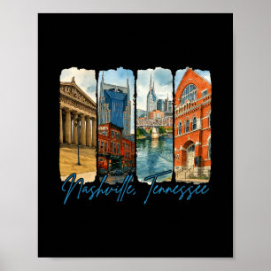 Nashville Tennessee Traveling Brushstroke Souvenir Poster