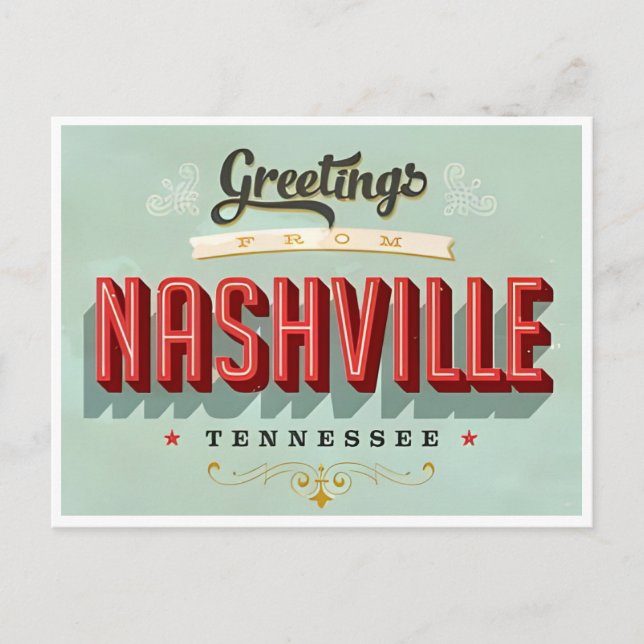 Nashville Tennessee Vintage Travel city retro Postcard (Front)