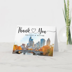 Nashville Tennessee Watercolor Skyline Wedding Thank You Card