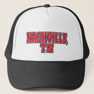 Nashville TN Bold Block Letter Design – Red White Trucker Hat