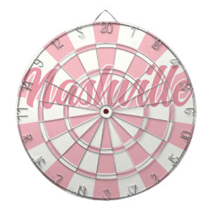 Nashville TN editable text Pastel Pink And White  Dartboard