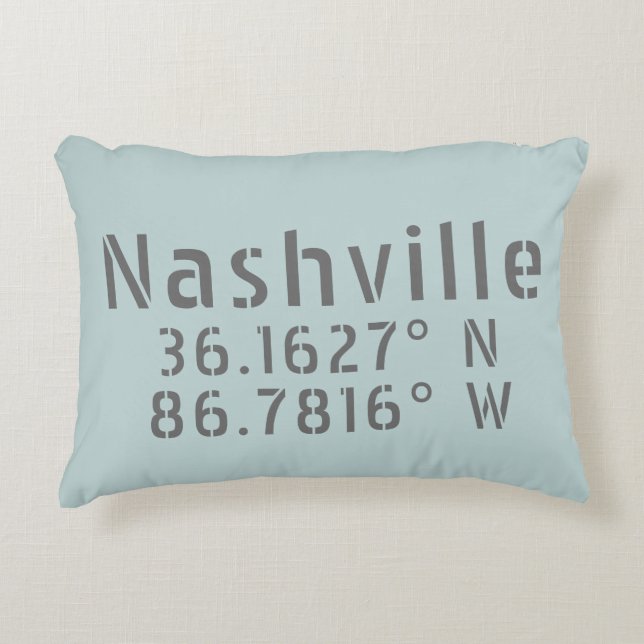 Nashville TN Latitude Longitude Accent Pillow (Front)
