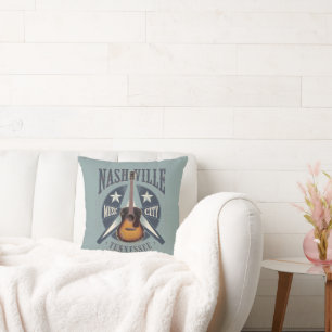 Nashville, TN - Music City USA Throw Pillow