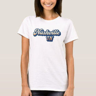 Nashville TN Retro Sunset Script Design – Vintage T-Shirt