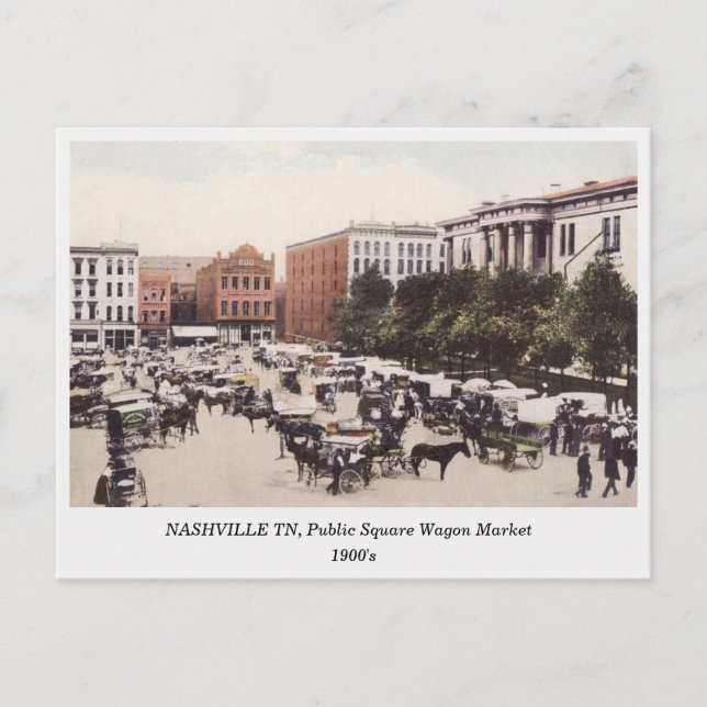 Nashville TN, Wagon Market 1900s postcard (Front)